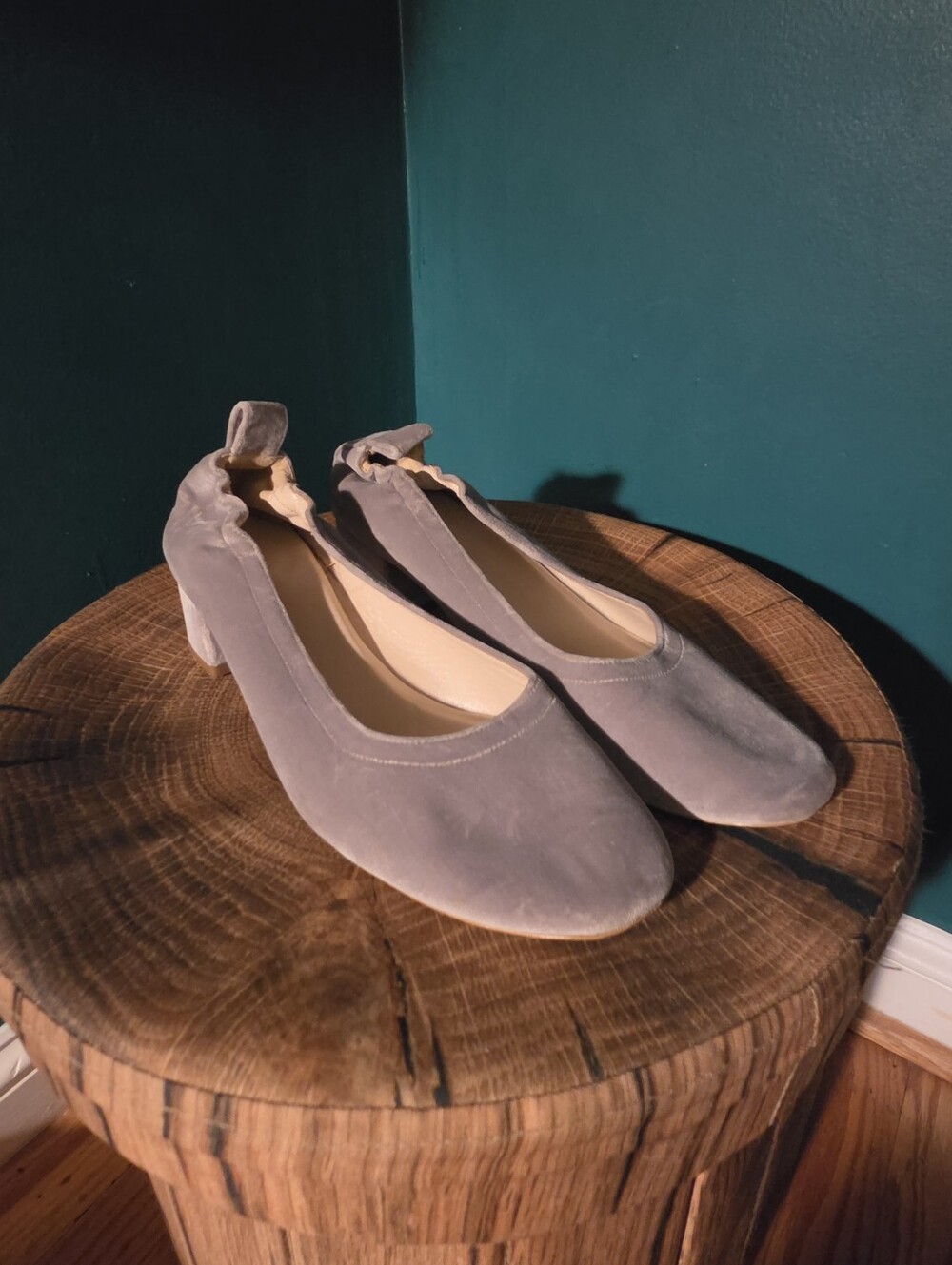 Everlane Day Heel Womens 10.5 Chunky Pump In Grey Suede - Picture 4 of 12